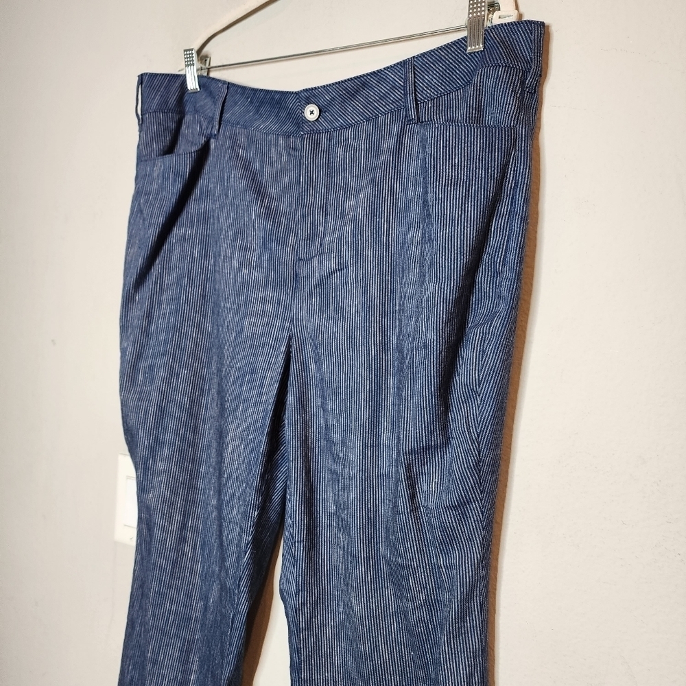 NYDJ Linen Blend Blue Stripe Pants Lift×Tuck Women's Size 16 - Picture 8 of 16